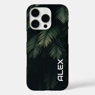 暗緑色のシダの葉の影 – 植物学 iPhone 16 PROケース