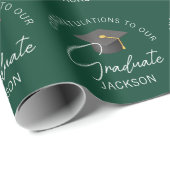 暗緑色の卒業生パーソナライズされた成 ラッピングペーパー (ロールコーナー)