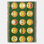暗緑色の絵文字投げ毛布 スローブランケット (正面縦)