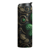 暗緑色の複雑なアイルランドのケルト系シャムロック タンブラー (回転左)