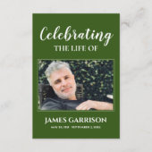 暗緑色の追悼式祈りの言葉カード(写真付) エンクロージャーカード (正面)