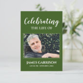 暗緑色の追悼式祈りの言葉カード(写真付) エンクロージャーカード (スタンド正面)