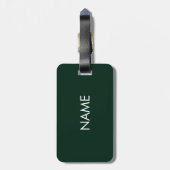 暗緑色エレガント名前をカスタムする文字モノグラム ラゲッジタグ (裏面縦)