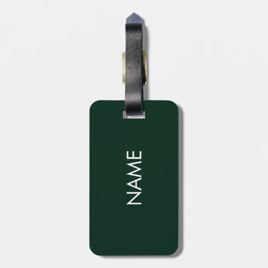 暗緑色エレガント名前をカスタムする文字モノグラム ラゲッジタグ (裏面縦)