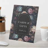 暗色とムーディーズフローラゴシックブライダルシャワー標識 台座サイン (インサイチュ)