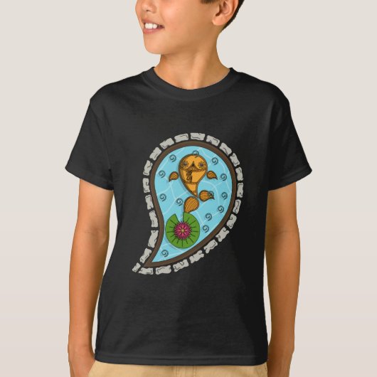 暗色の子供用・ベビー用スケールプリントTシャツ Tシャツ (正面)
