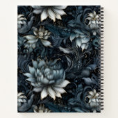 暗色エレガントゴシック花柄モノグラム ノートブック (裏面)