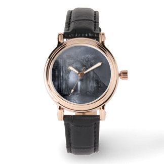 暗色ゴシック遺跡アーチ道 腕時計