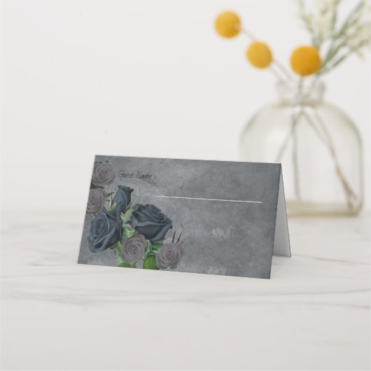 暗色フローラゴシックスタイル結婚ズ プレイスカード (正面)