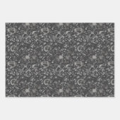 暗色ユニークゴシック神経性フラクタルデザイン ラッピングペーパーシート (正面2)
