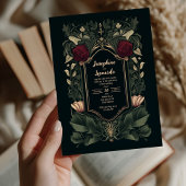 暗色ヴィンテージゴシックフローラ結婚式招待状 招待状