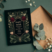 暗色ヴィンテージゴシックフローラ結婚式招待状 招待状