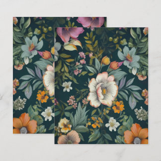 暗色ヴィンテージフローラルパターン紙文房具