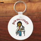 暗色女性科学者 キーホルダー (正面)