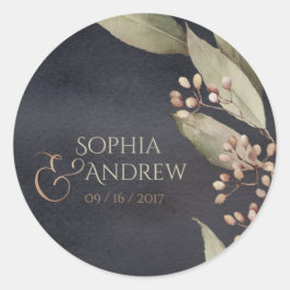 暗色植物性の緑のヴィンテージ素朴モノグラム ラウンドシール