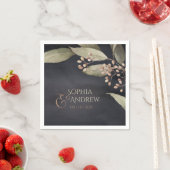 暗色植物性の緑のヴィンテージ素朴結婚性 スタンダードカクテルナプキン (インサイチュ)