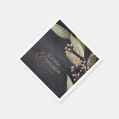 暗色植物性の緑のヴィンテージ素朴結婚性 スタンダードカクテルナプキン (角)