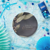 暗色植物性の緑のヴィンテージ素朴結婚性 ペーパープレート (パーティー)