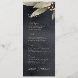 暗色植物性の緑のヴィンテージ素朴結婚性 メニュー