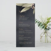 暗色植物性の緑のヴィンテージ素朴結婚性 メニュー (スタンド正面)