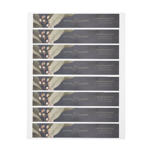 暗色植物性の緑のヴィンテージ素朴結婚性 ラップアラウンドラベル (シート)