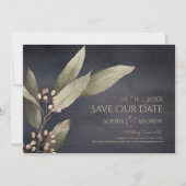 暗色植物性の緑の素朴な日付以外 セーブザデート (正面)