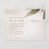 暗色植物性の緑の素朴な日付以外 案内ポストカード (裏面)