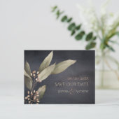 暗色植物性の緑の素朴な日付以外 案内ポストカード (スタンド正面)