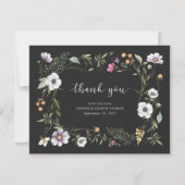 暗色植物野草 |エレガントなウェディングフォト サンキューカード (正面)