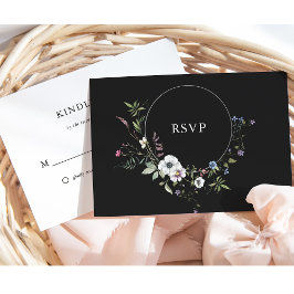 暗色植物野草 |エレガントな結婚式 出欠カード
