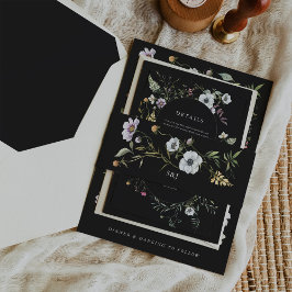 暗色植物野草 |モノグラム結婚ズ 招待状ベリーバンド