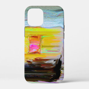 暗芸術的い冬の夜の絵画小屋 iPhone 12 MINI ケース