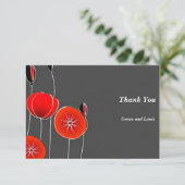 暗芸術的い背景にスタイル化されたポピー サンキューカード (スタンド正面)