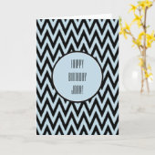 暗藍色のシェブロンの誕生日 カード (黄色い花)