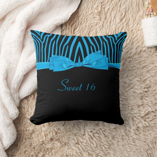 暗藍色のシマウマによって印刷される弓菓子16の装飾用クッション クッション (ブランケット)