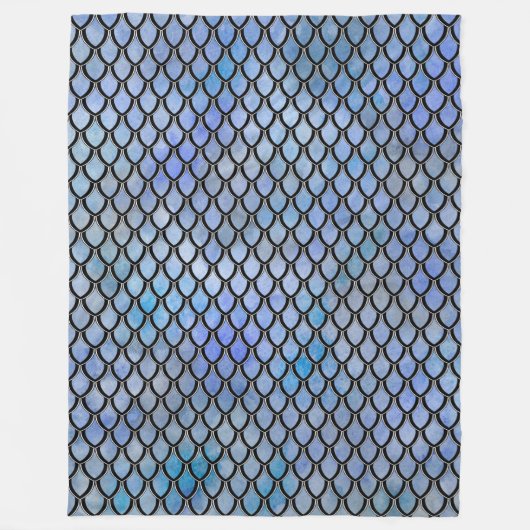 暗藍色のドラゴンのスケール毛布 フリースブランケット (正面)