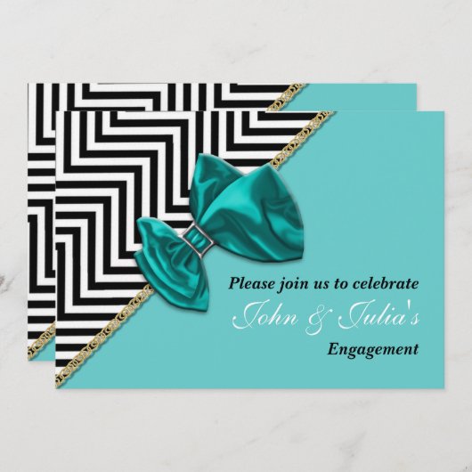 暗藍色の婚約記念日のカスタム 招待状 (正面/裏面)