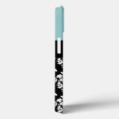 暗藍色の（紋章の）フラ・ダ・リのダマスク織のモノグラム Case-Mate iPhoneケース (裏面 / 右)