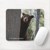 暗褐色のアメリカクロクマ マウスパッド (マウス)