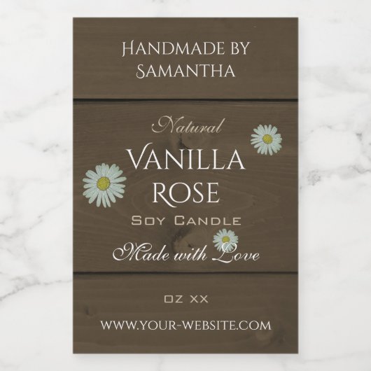 暗褐色のモダン木目の製品ラベルデイジー フードラベル (シングルラベル)