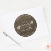 暗褐色のモダン木目の製品ラベルデイジー ラウンドシール (封筒)
