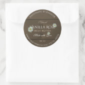 暗褐色のモダン木目の製品ラベルデイジー ラウンドシール (バッグ)