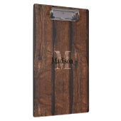 暗褐色の古素朴い木材モノグラム クリップボード (右)