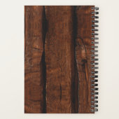暗褐色の古素朴い木材モノグラム ノートブック (裏面)