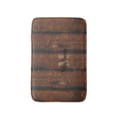 暗褐色の古素朴い木材モノグラム バスマット (正面縦)