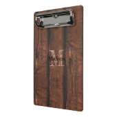 暗褐色の古素朴い木材モノグラム ミニクリップボード (アングル2)