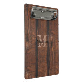 暗褐色の古素朴い木材モノグラム ミニクリップボード (アングル)