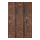 暗褐色の古素朴い木材モノグラム ミニクリップボード (裏面)
