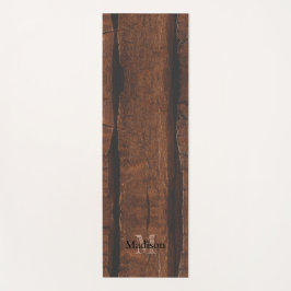 暗褐色の古素朴い木材モノグラム ヨガマット