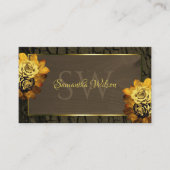 暗褐色の素朴木目の木の樹皮モノグラム 名刺 (正面)